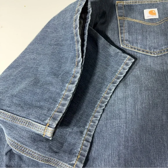 Carhartt Mens Blue Jeans 50x32, Work, Social Western Wear, Dark Wash - Picture 3 of 11